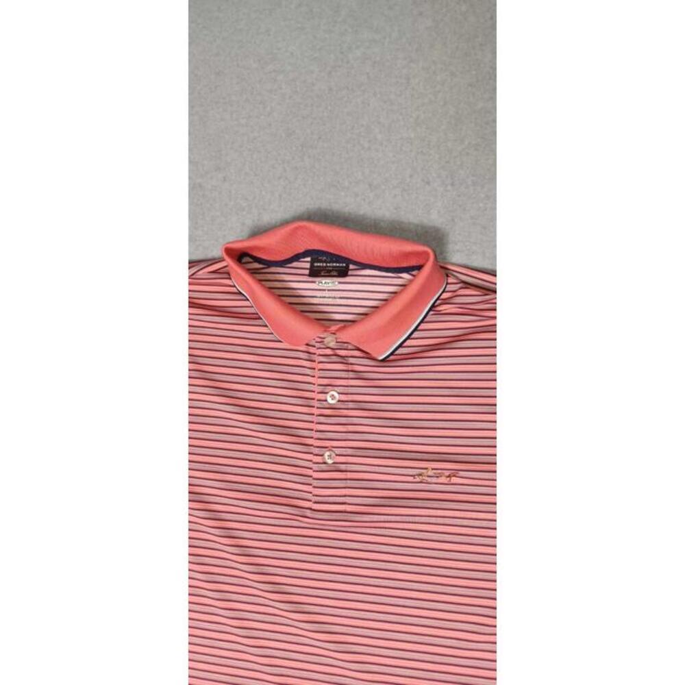 Greg Norman For Tasso Elba Golf Polo Mens Size Large Pink And Black Stripes Play - Picture 3 of 11